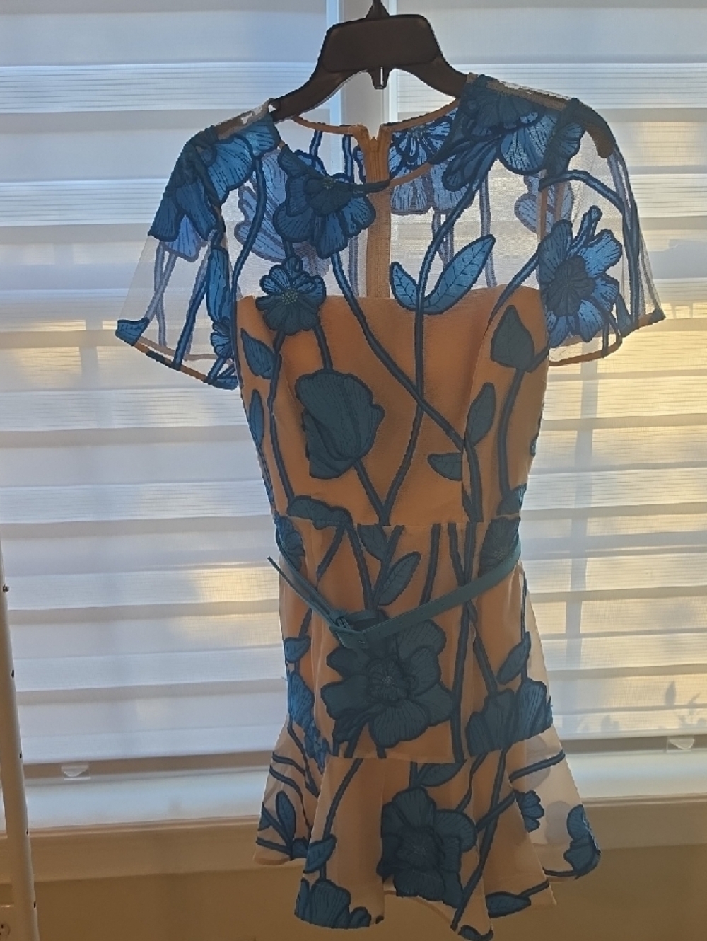 MILLY Rosie Grand Fleur Belted Embroidered Minidress $595 - Picture 4 of 6